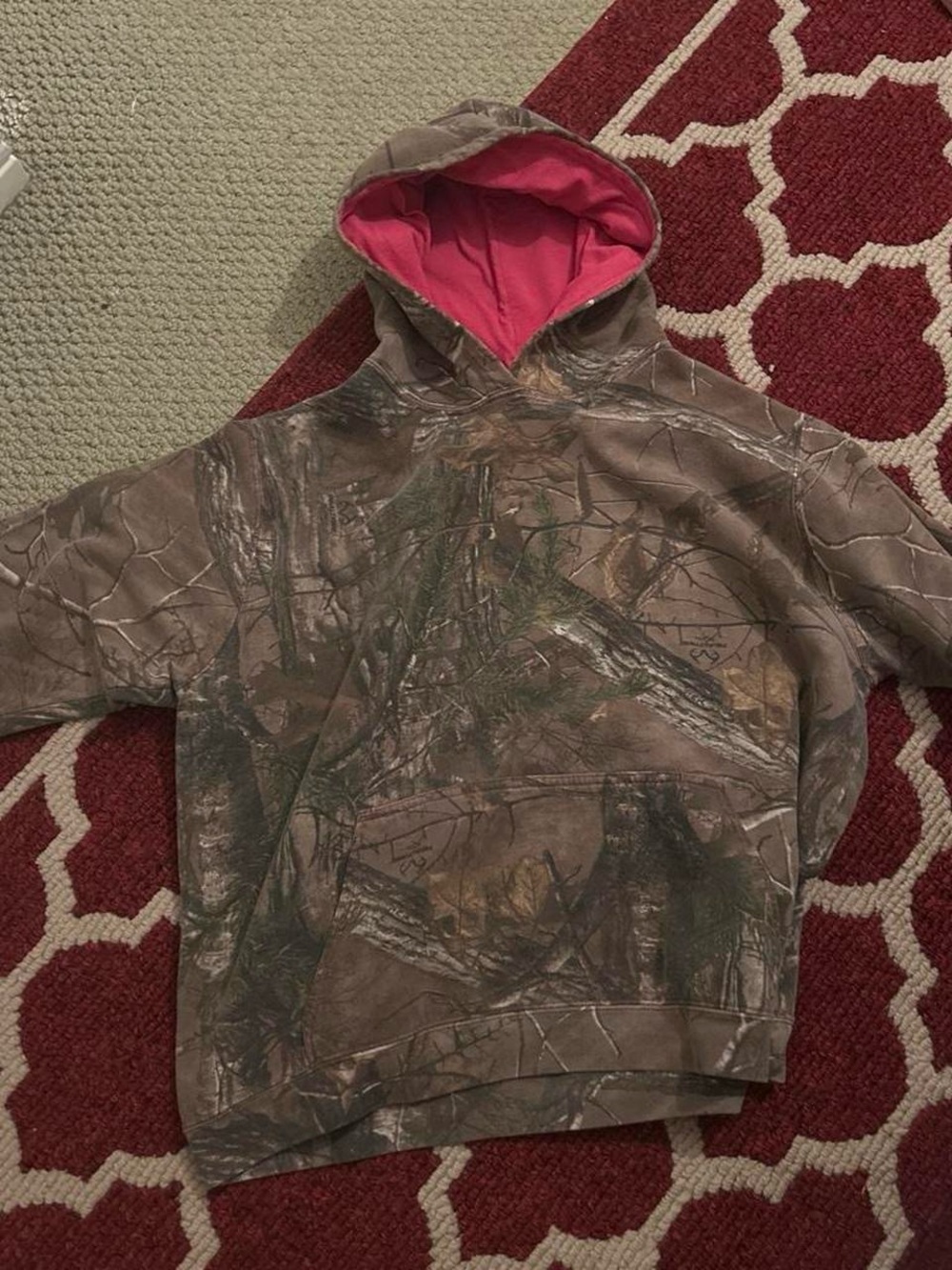 Realtree Brown Camo Hoodie with Pink Hood Lining